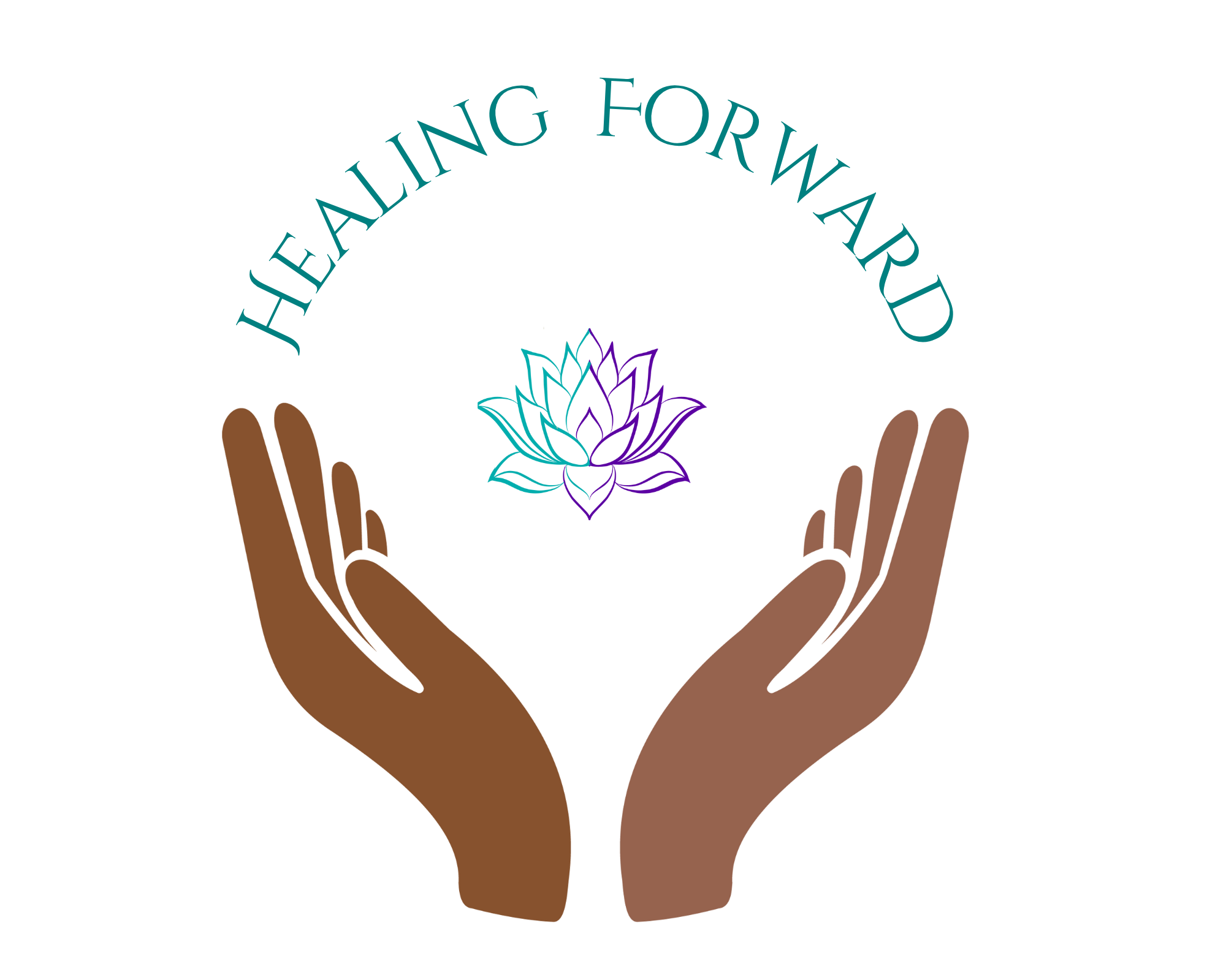 Healing Forward logo with open hands cradling a lotus